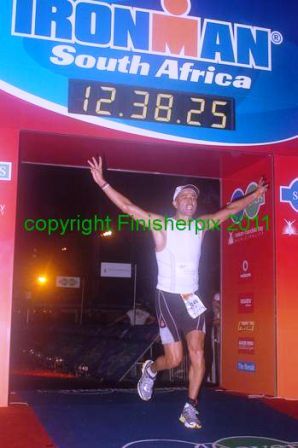 Graham Terblanche crossing the finish line